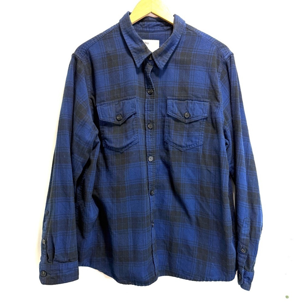 TILLEY 100% Cotton Plaid Flannel Grunge Long Sleeve Shirt Size XXL Blue/black